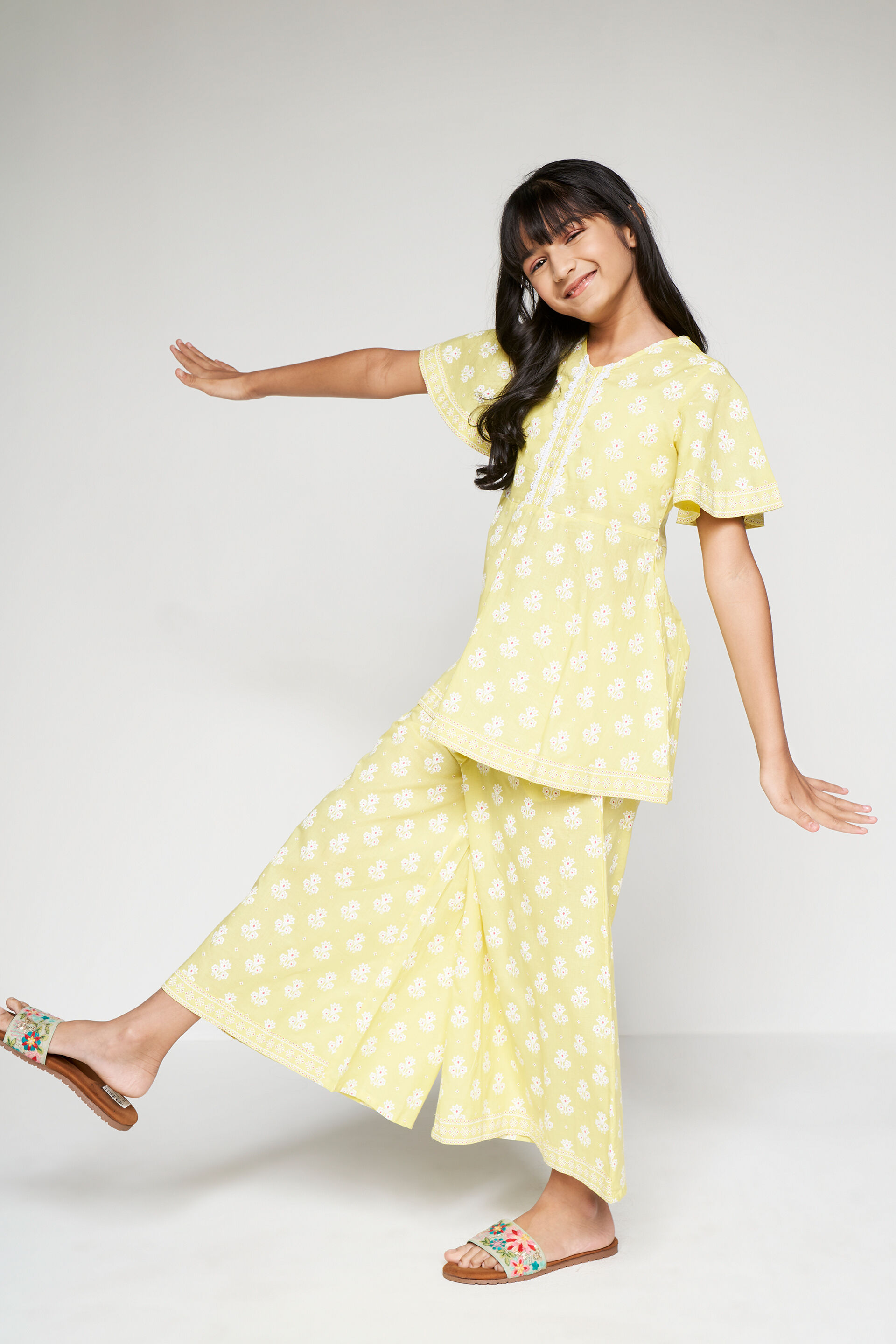 Lemon Kurta-Pallazo Set, Lime Green, image 4